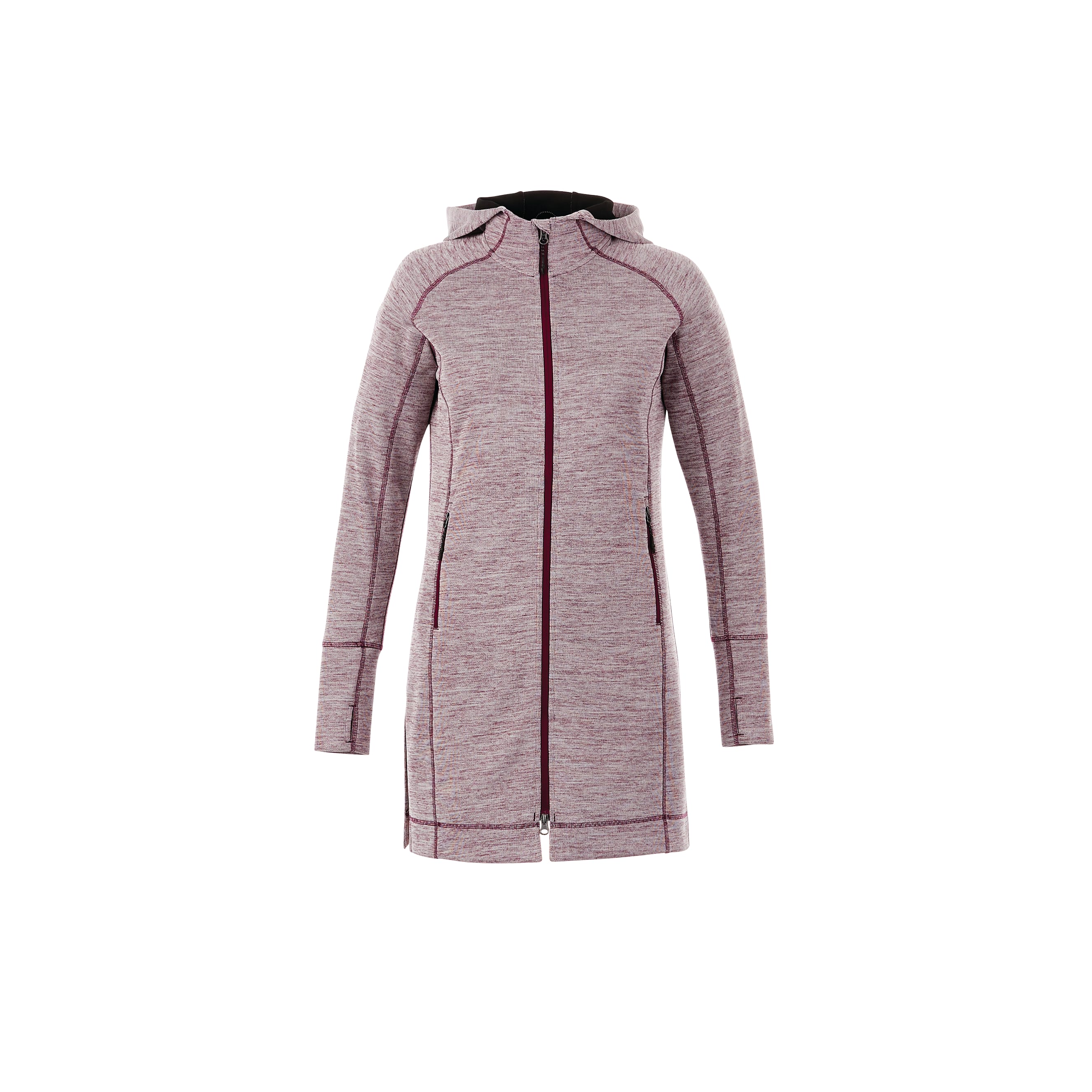 Women's ODELL Performance Knit Tunic Length Full Zip Hoodie with Thumb Holes 1
