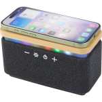 Boost Fabric and Bamboo Wireless Charging Speaker - 7195-75NTGYAngle-Left Boost Fabric and Bamboo Wireless Charging Speaker - 7195-75NTGYAngle-Left