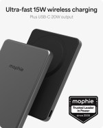 mophie Slim 5,000 mAh Qi 2 Wireless Power Bank - 7124-33GYFront mophie Slim 5,000 mAh Qi 2 Wireless Power Bank - 7124-33GYFront