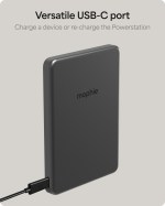 mophie Slim 5,000 mAh Qi 2 Wireless Power Bank - 7124-33GYFront mophie Slim 5,000 mAh Qi 2 Wireless Power Bank - 7124-33GYFront