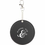 Recycled PU Travel Mirror Bag Charm - SM-1640BKFront Recycled PU Travel Mirror Bag Charm - SM-1640BKFront