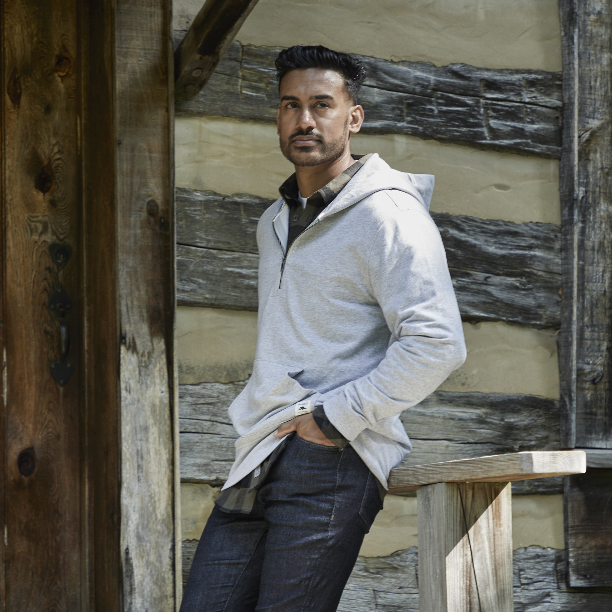 Unisex Roots73 CANMORE Eco French Terry Quarter Zip Hoodie 2