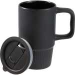 Camden 13oz Ceramic Mug w/ Lid - 1600-74BKFront Camden 13oz Ceramic Mug w/ Lid - 1600-74BKFront