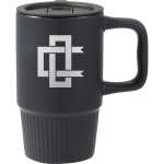 Camden 13oz Ceramic Mug w/ Lid - 1600-74BKFront Camden 13oz Ceramic Mug w/ Lid - 1600-74BKFront