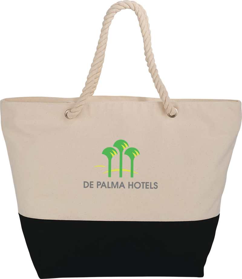 Zippered 12oz Cotton Canvas Rope Tote 1 Zippered 12oz Cotton Canvas Rope Tote 1