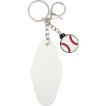 Baseball Motel Keychain - SM-2285WHFront Baseball Motel Keychain - SM-2285WHFront