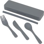 Recycled Plastic Utensil To Go Set - SM-2252GYFront Recycled Plastic Utensil To Go Set - SM-2252GYFront