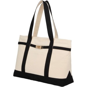 Jane Recycled Cotton Buckle Tote - 7901-84BKAngle-Left Jane Recycled Cotton Buckle Tote - 7901-84BKAngle-Left