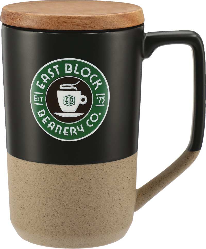 Tahoe Tea & Coffee Ceramic Mug with Wood Lid 16oz 1 Tahoe Tea & Coffee Ceramic Mug with Wood Lid 16oz 1