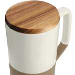 Tahoe Tea & Coffee Ceramic Mug with Wood Lid 16oz - White Blank Top Tahoe Tea & Coffee Ceramic Mug with Wood Lid 16oz - White Blank Top