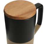 Tahoe Tea & Coffee Ceramic Mug with Wood Lid 16oz - 1626-35BK Top Tahoe Tea & Coffee Ceramic Mug with Wood Lid 16oz - 1626-35BK Top