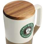 Tahoe Tea & Coffee Ceramic Mug with Wood Lid 16oz - 1626-35WH Top Tahoe Tea & Coffee Ceramic Mug with Wood Lid 16oz - 1626-35WH Top