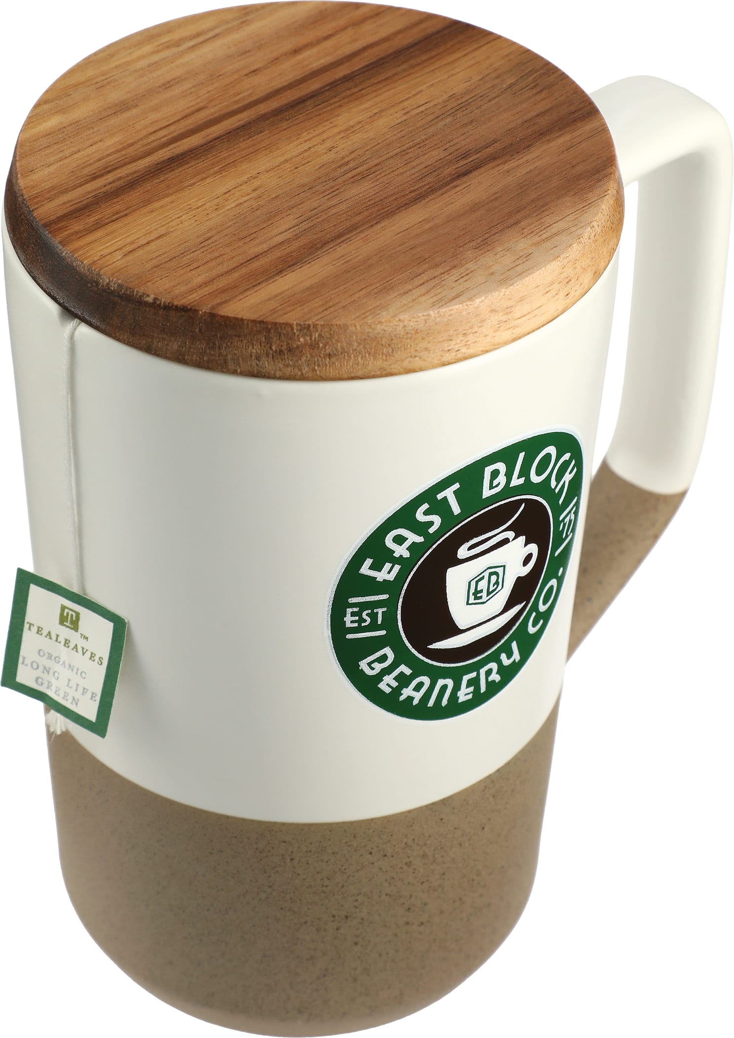 Tahoe Tea & Coffee Ceramic Mug with Wood Lid 16oz 1