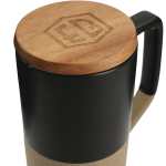 Tahoe Tea & Coffee Ceramic Mug with Wood Lid 16oz - 1626-35BK Top Tahoe Tea & Coffee Ceramic Mug with Wood Lid 16oz - 1626-35BK Top