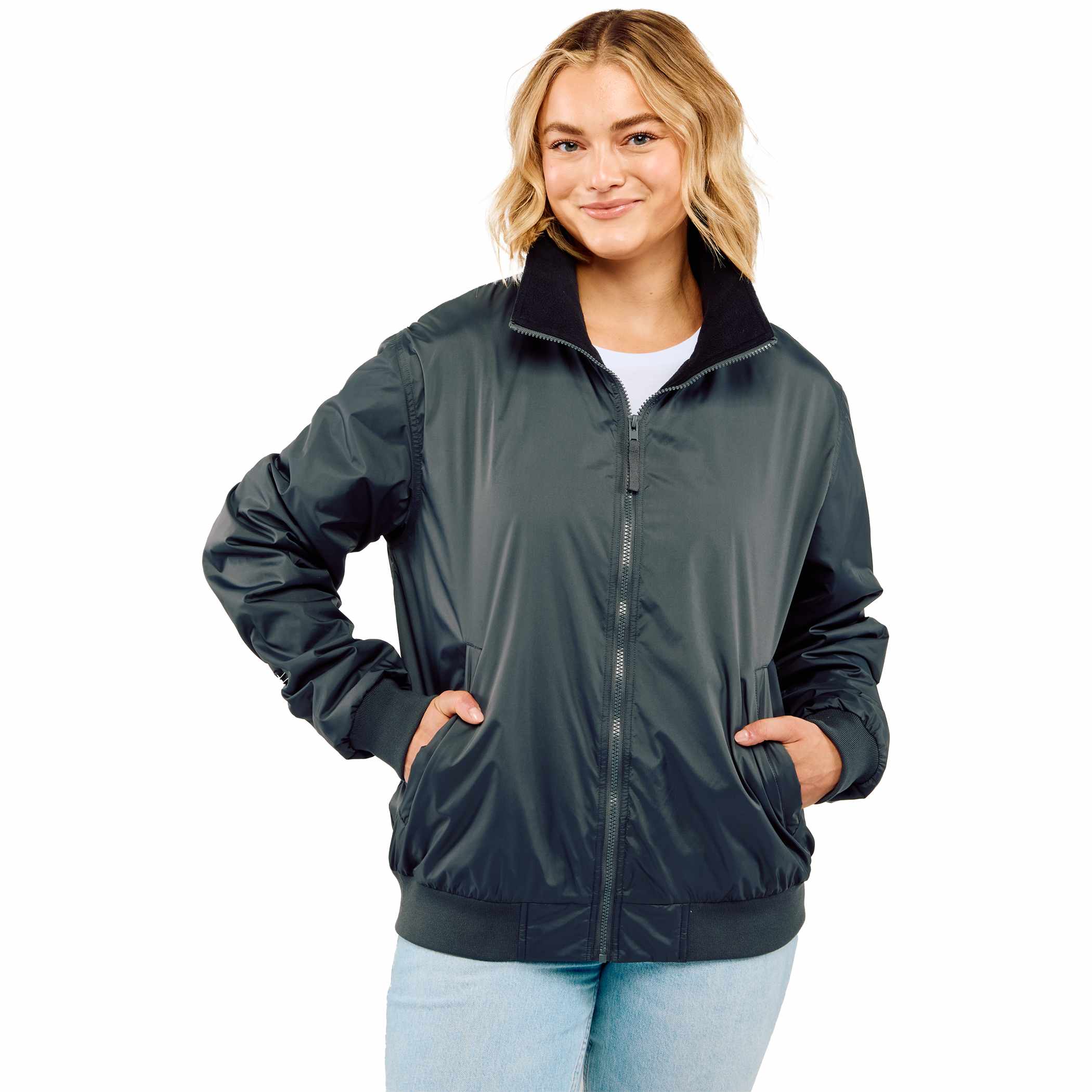 Gender Neutral BELFORD Eco Fleece Lined Full Zip Bomber Jacket 2