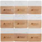 Marble and Bamboo Coaster Set - 1401-20NTWHFront Marble and Bamboo Coaster Set - 1401-20NTWHFront