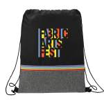 Rainbow rPET Drawstring Bag - SM-5923BKFront Rainbow rPET Drawstring Bag - SM-5923BKFront