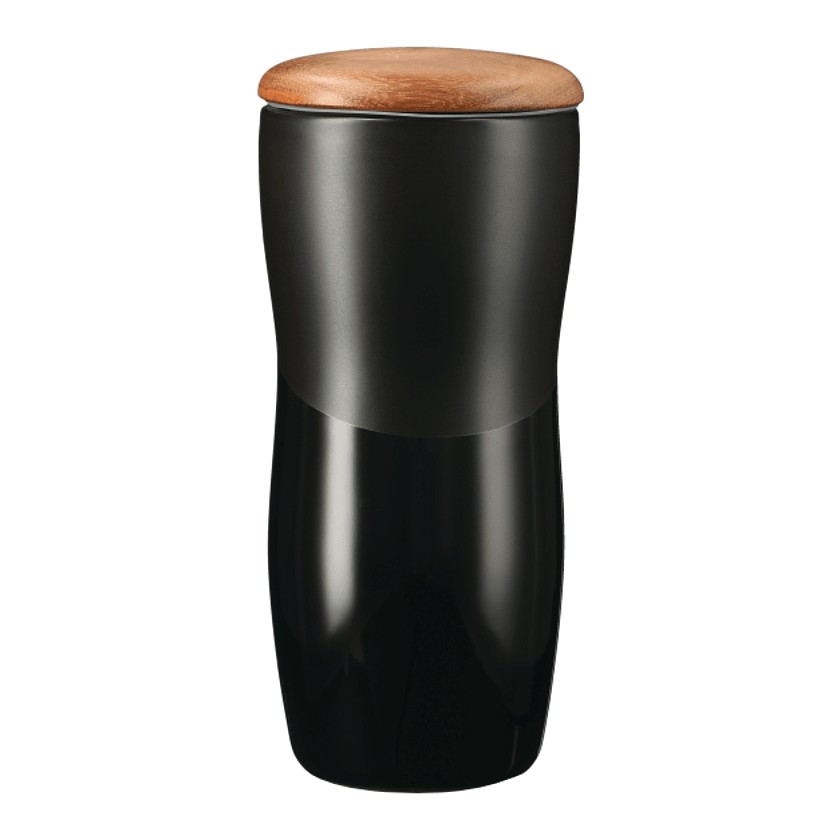 Reno Double Wall Ceramic Tumbler w/Wood Lid 10oz 1