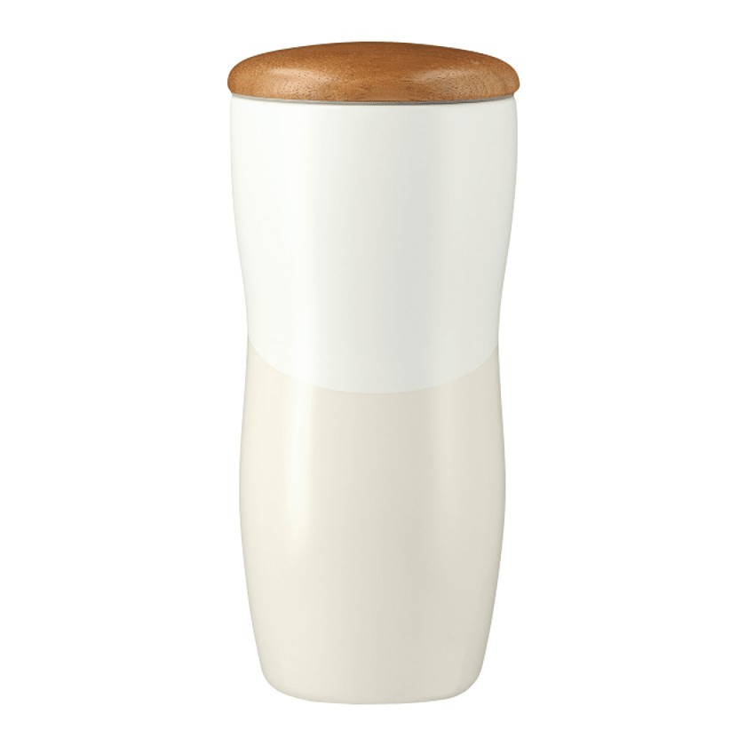 Reno Double Wall Ceramic Tumbler w/Wood Lid 10oz 1