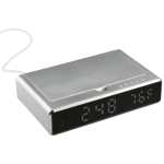 UV Sanitizer Desk Clock with Wireless Charging - 7143-18SL Front UV Sanitizer Desk Clock with Wireless Charging - 7143-18SL Front