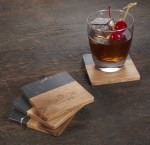 Black Marble and Wood Coaster Set - 1033-65BKAngle-Right Black Marble and Wood Coaster Set - 1033-65BKAngle-Right
