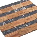 Black Marble and Wood Coaster Set - 1033-65BKAngle-Right Black Marble and Wood Coaster Set - 1033-65BKAngle-Right