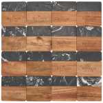 Black Marble and Wood Coaster Set - 1033-65BKFront Black Marble and Wood Coaster Set - 1033-65BKFront