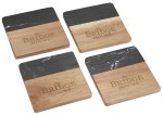 Black Marble and Wood Coaster Set - 1033-65BKAngle-Right Black Marble and Wood Coaster Set - 1033-65BKAngle-Right