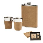 Leatherette Flask Set - Tan Leatherette Flask Set - Tan