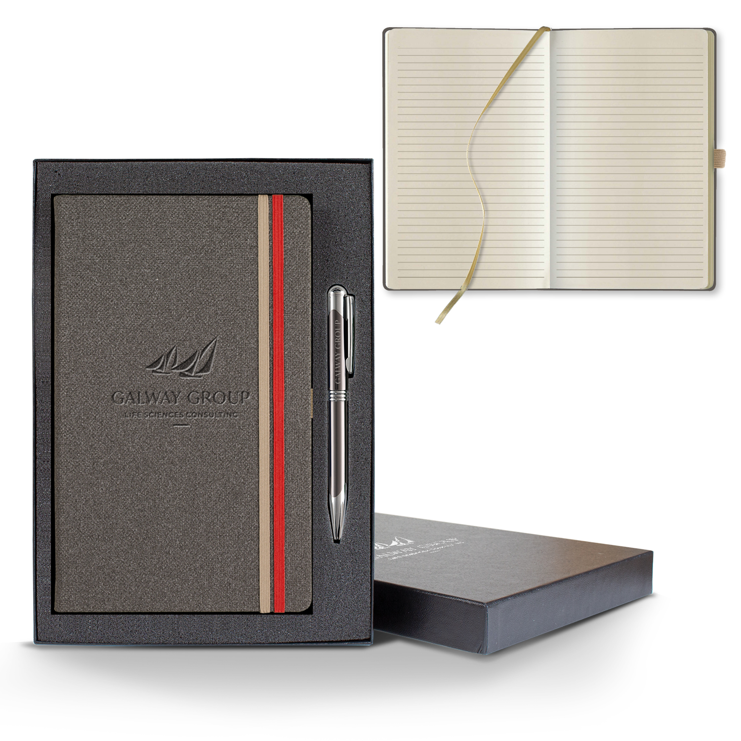 Castelli Bi Band Medio Lined Ivory Page Journal Gift Set 1