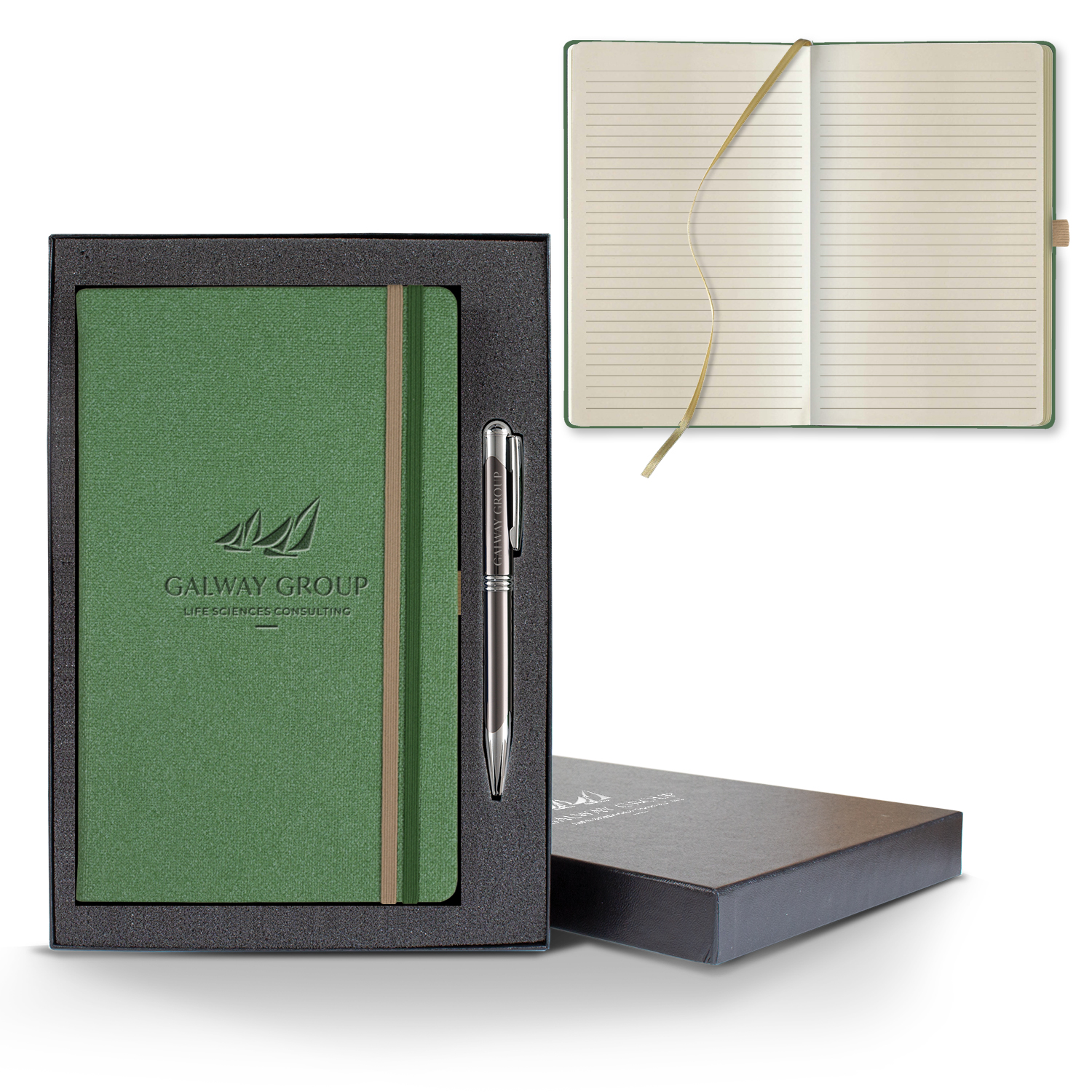 Castelli Bi Band Medio Lined Ivory Page Journal Gift Set 1