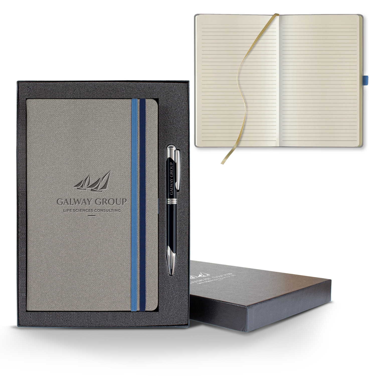 Castelli Bi Band Medio Lined Ivory Page Journal Gift Set 1
