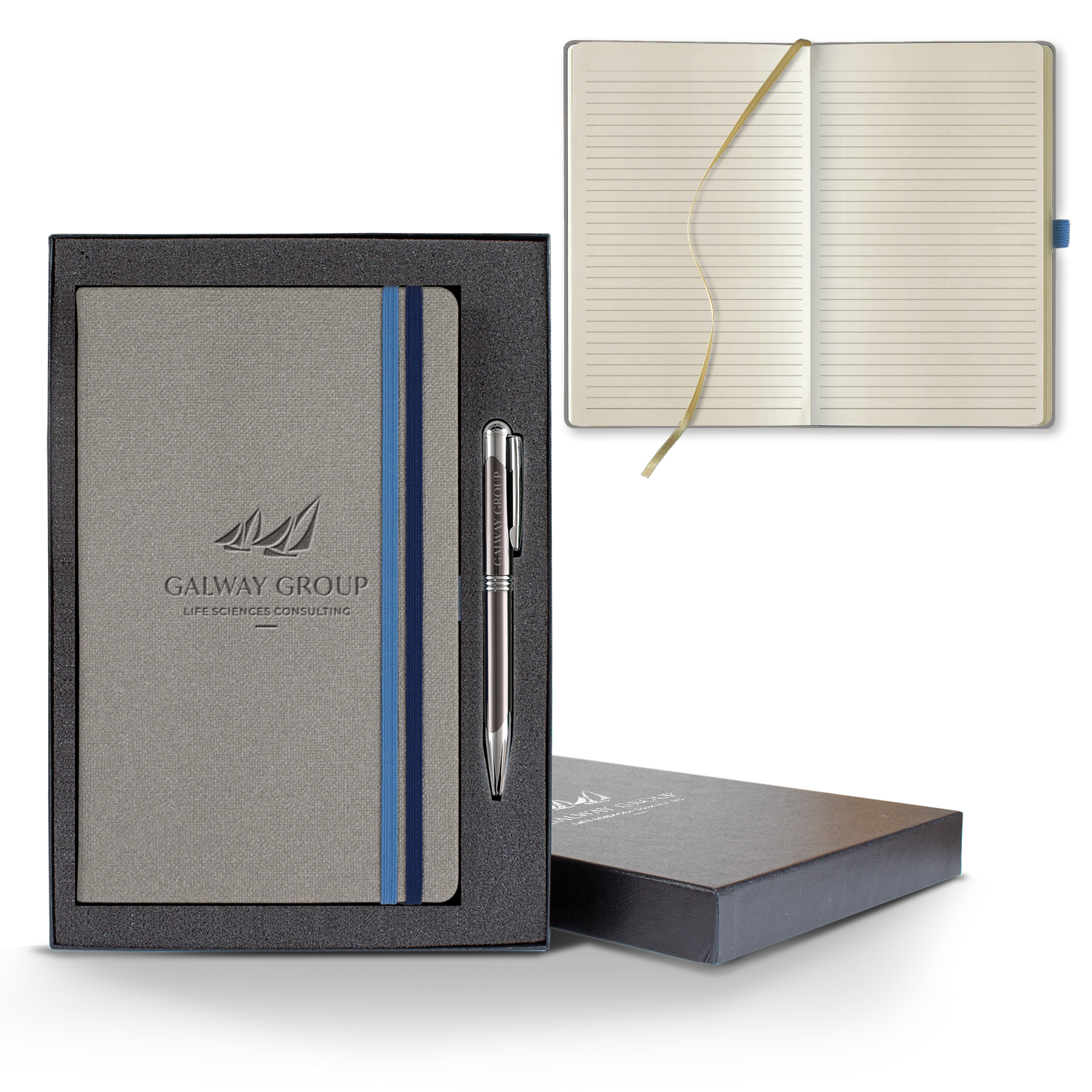 Castelli Bi Band Medio Lined Ivory Page Journal Gift Set 1