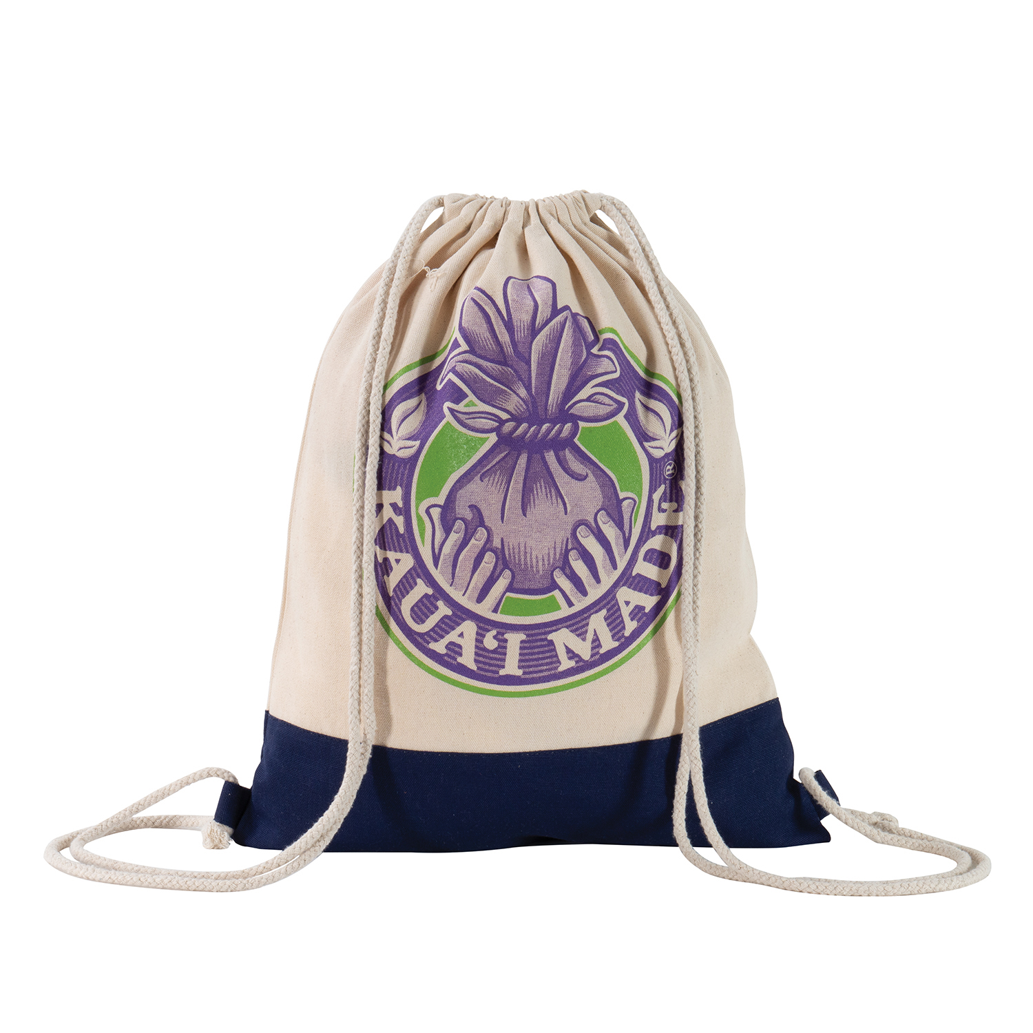 Two Tone Natural Drawstring Backpack 1