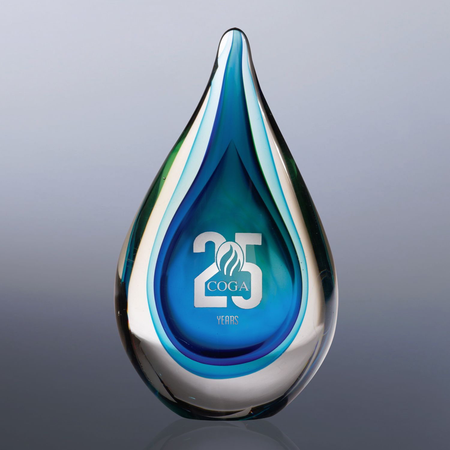 Fusion Art Glass Award w/ Black Base 1