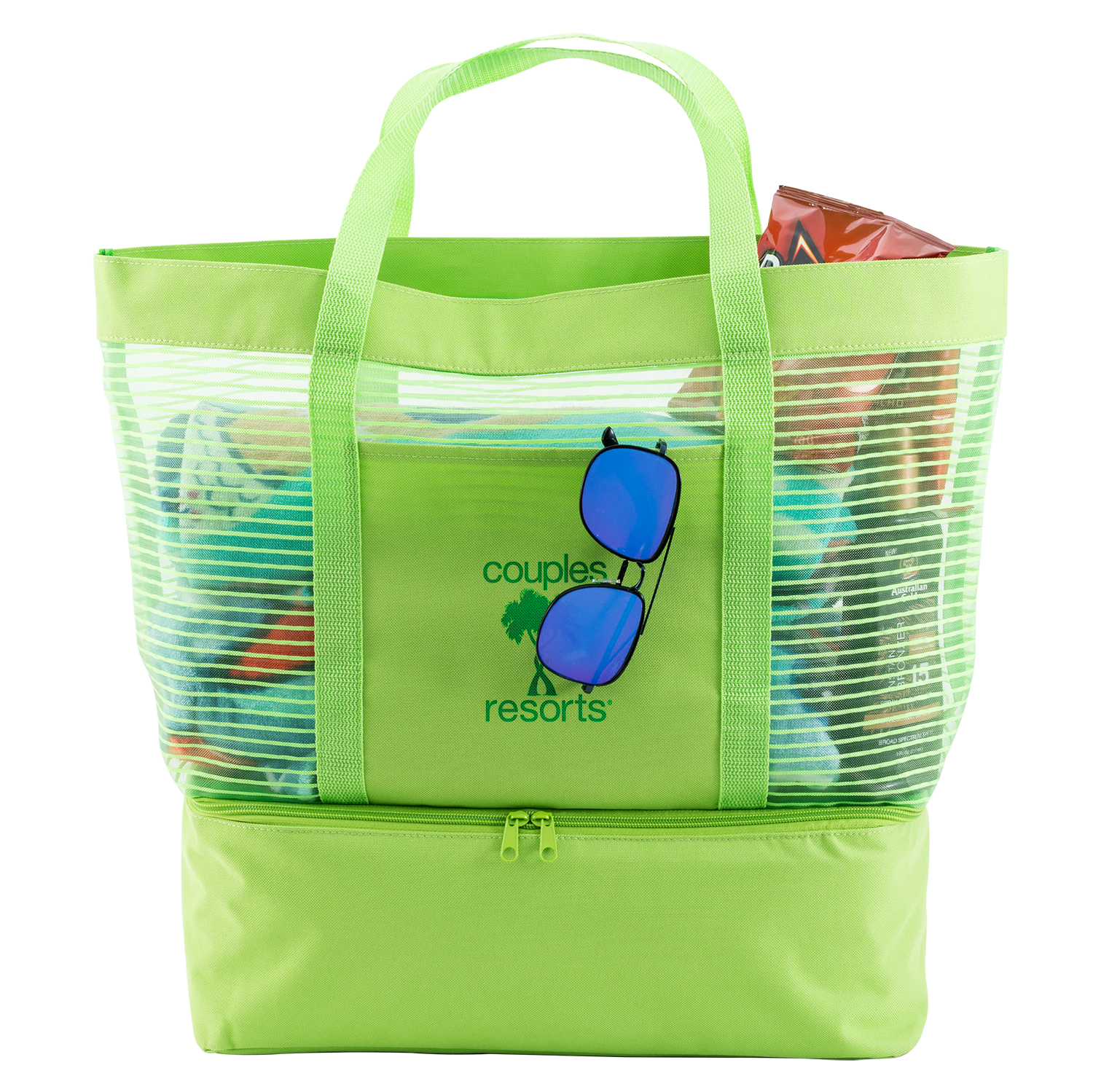 2" 1 Striped Mesh Beach Bag Cooler 1