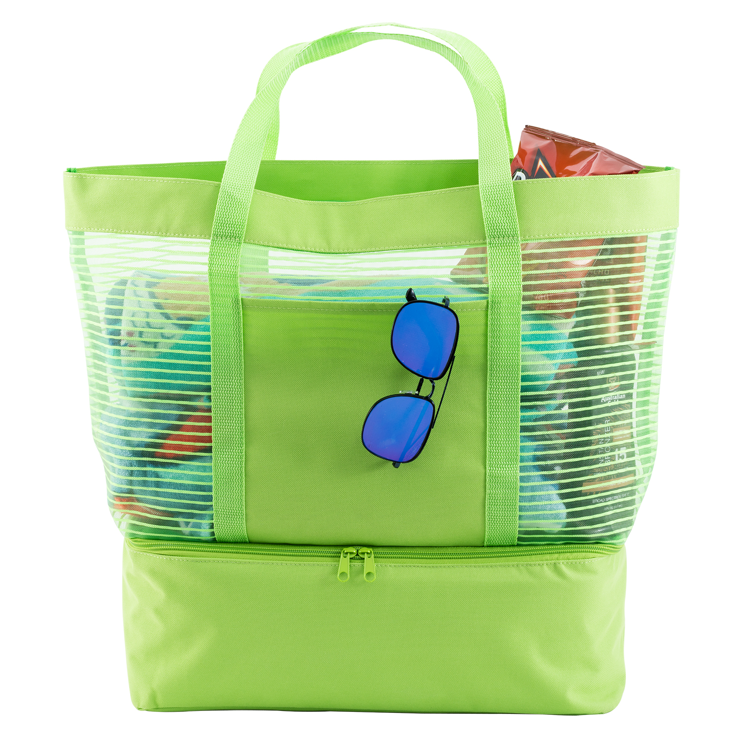 2" 1 Striped Mesh Beach Bag Cooler 1