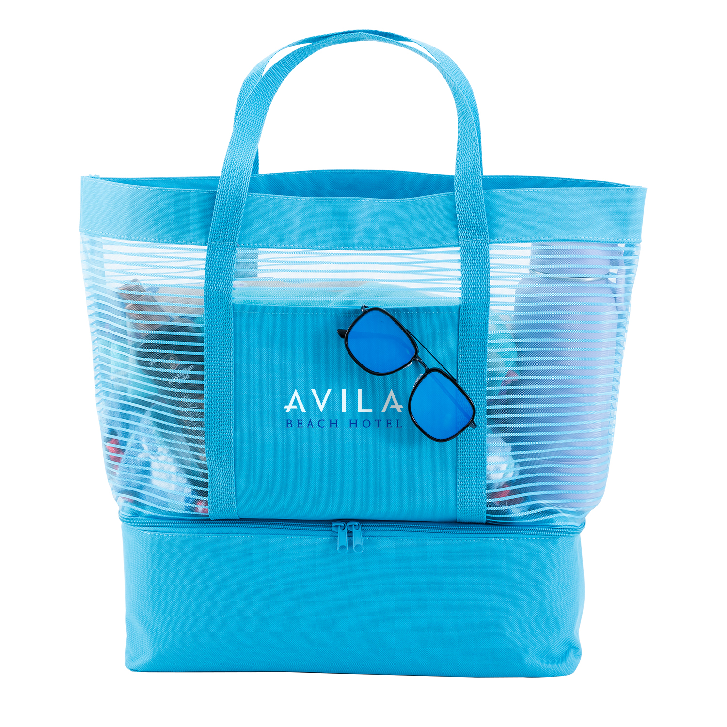 2" 1 Striped Mesh Beach Bag Cooler 1