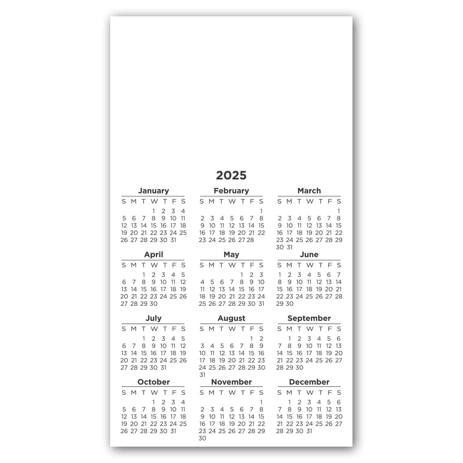 Calendar Large Magnet 3-29/32 x 6-15/16 1