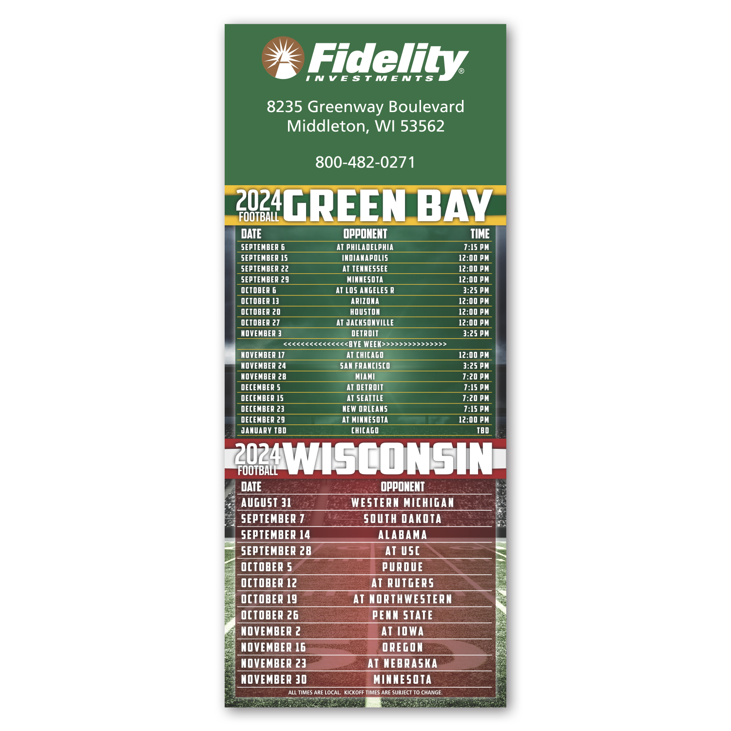 Football Schedule Magnet 1