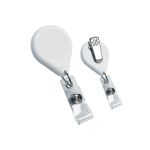 Tear Shape Retractable Badge Holder - White - PMS White Tear Shape Retractable Badge Holder - White - PMS White