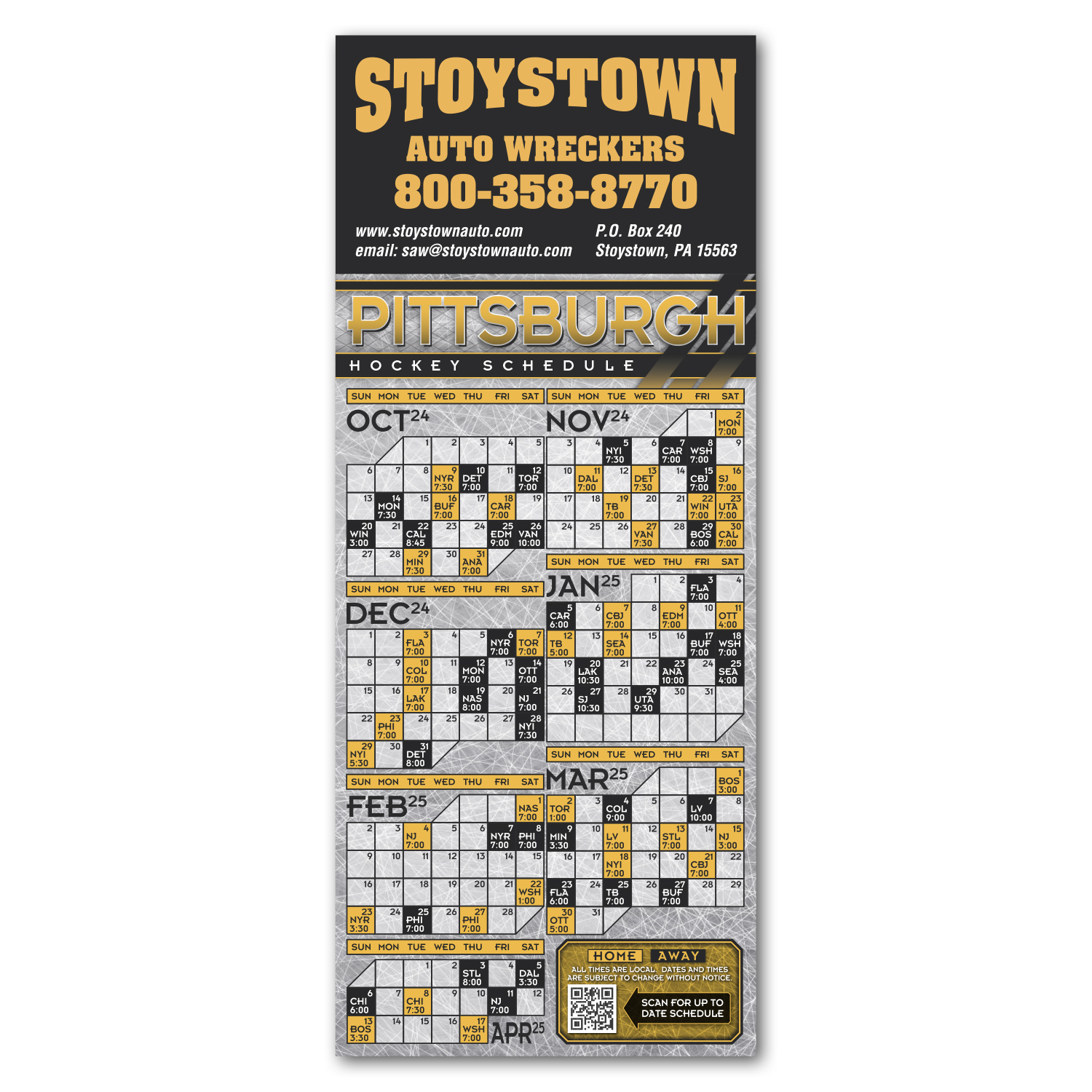 Hockey Schedule Magnet 1