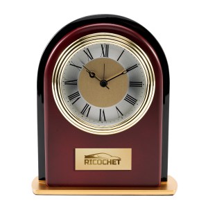 Rosewood and Black Glass Arch Clock 1 Rosewood and Black Glass Arch Clock 1