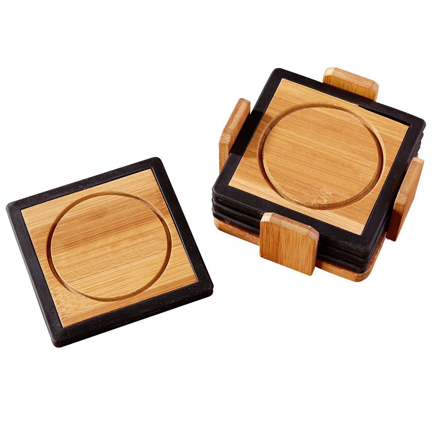 Bamboo and Silicone Coaster Set 1