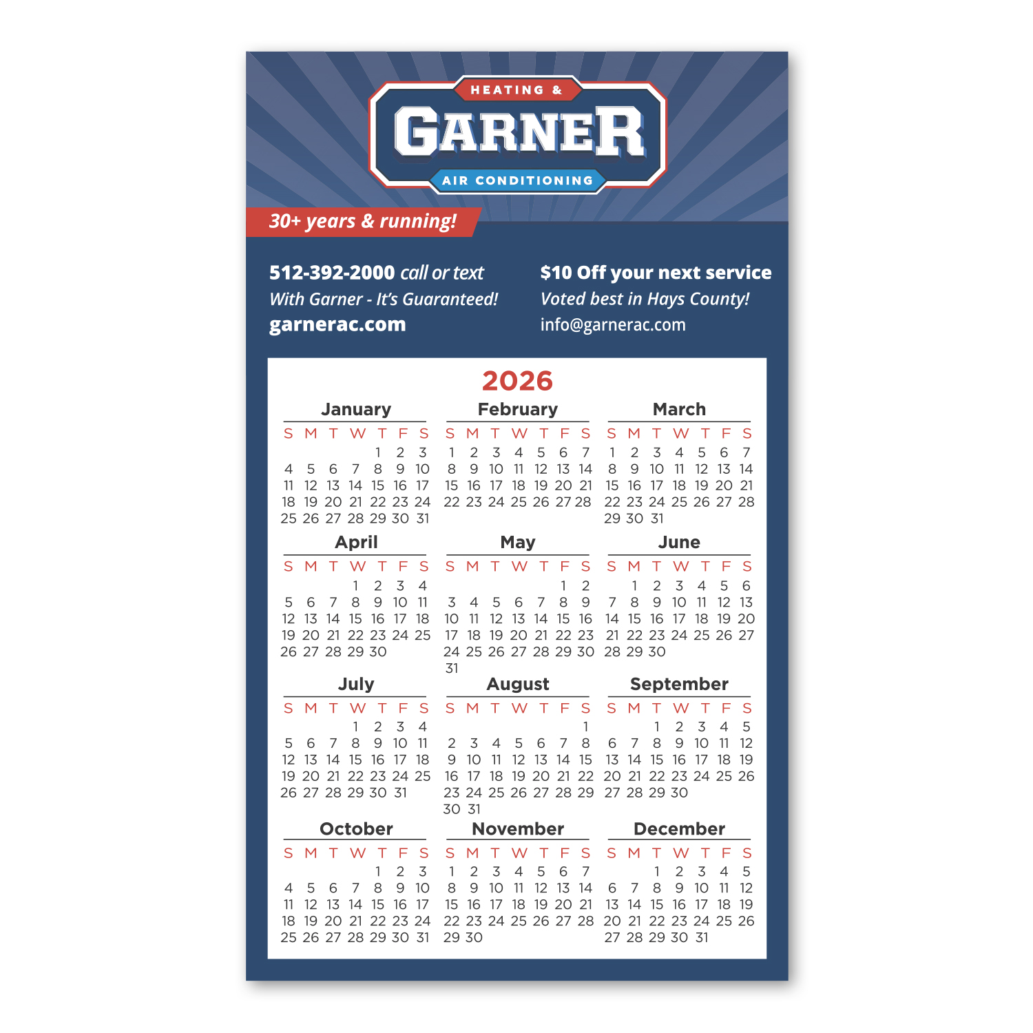 Calendar Square Corner Magnet 3 1/2 x 6 1