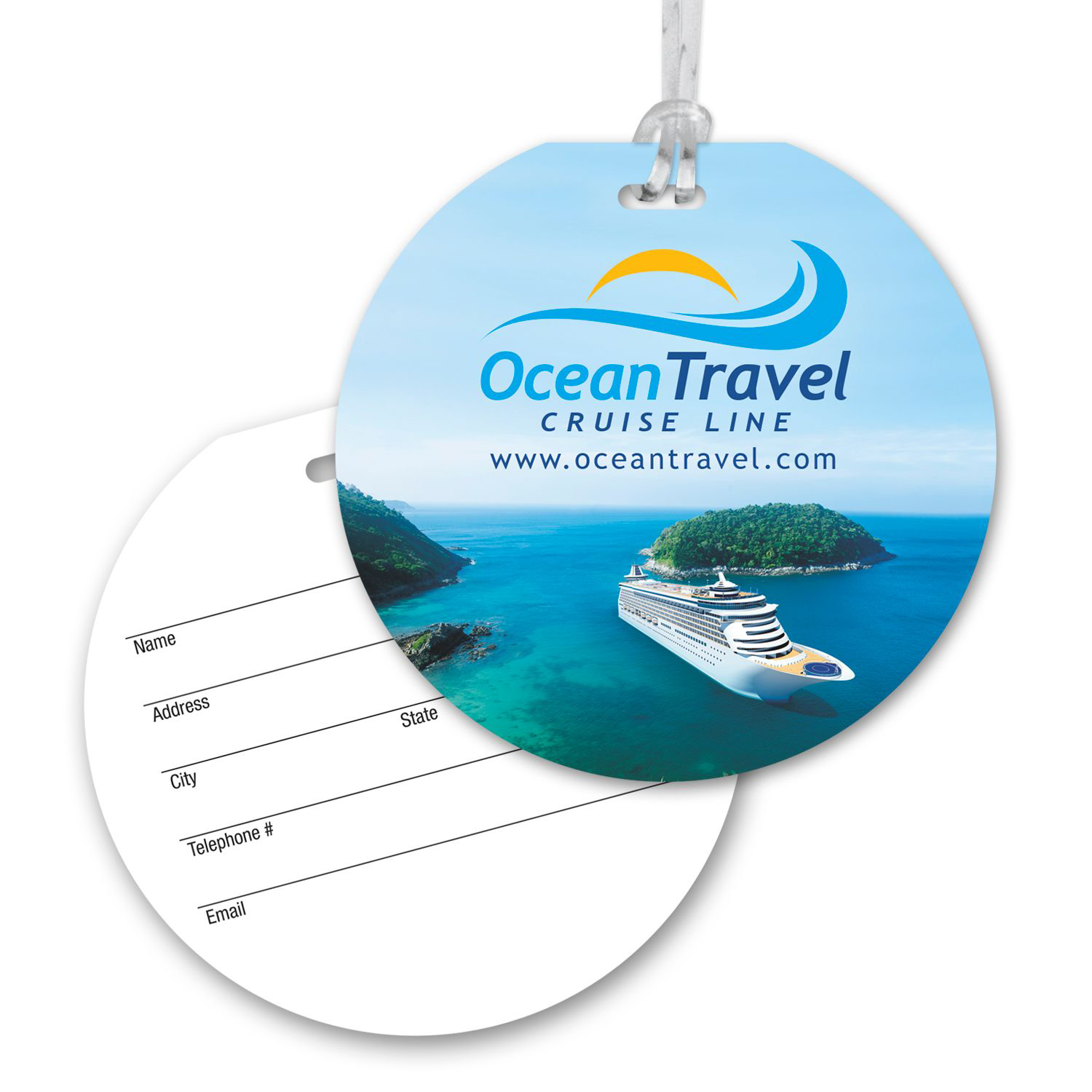 Ultra-Thin Round Luggage Tag with Clear Strap 1
