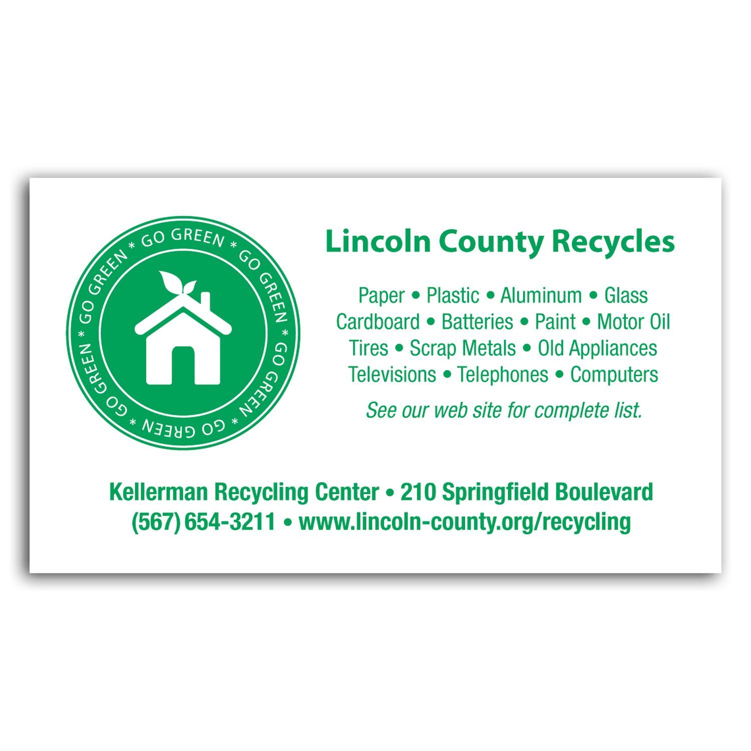 Go Green Business Card Magnet 1 Go Green Business Card Magnet 1