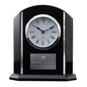 Black and Silver Piano Finish Desk Clock 1 Black and Silver Piano Finish Desk Clock 1