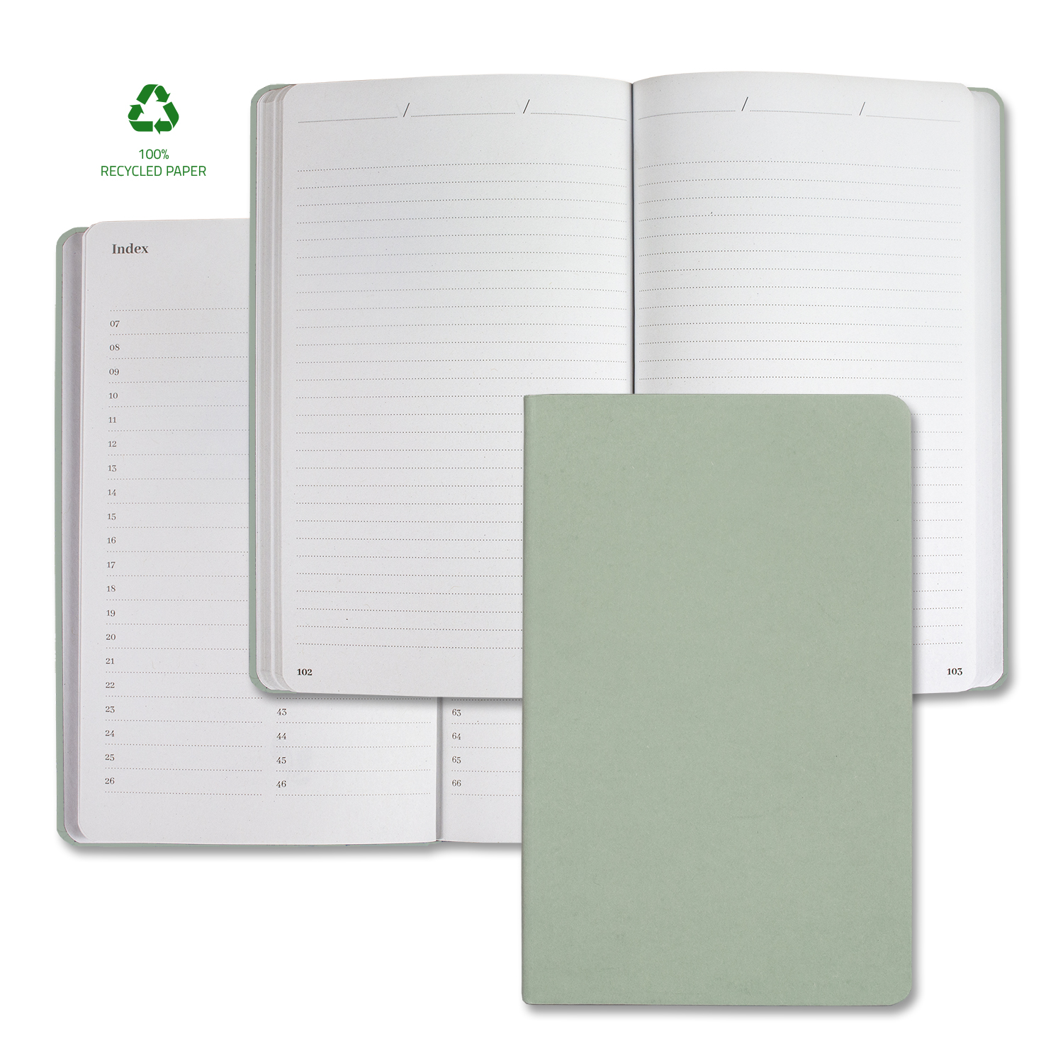 Castelli Samoa ECO Indexed Recycled White Page Journal 1