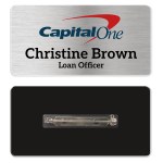 1.5 x 3 Name Badge - Pin Back - Silver 1.5 x 3 Name Badge - Pin Back - Silver